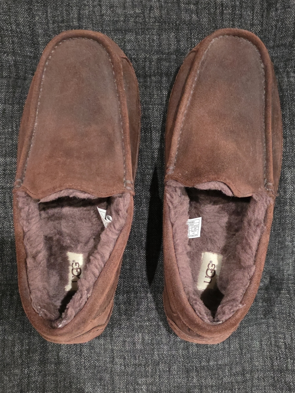 UGG Men's Brown Suede Shearling-Lined Slip-On Loafers Size 11